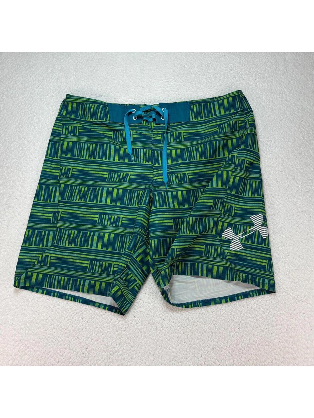 Under Armour UA Reblek Board Shorts Mens 40 2XL 9" Loose Fit Heat Gear Blue Camo